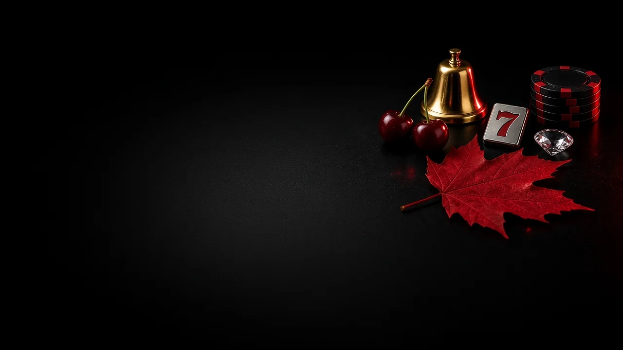 Gold bell, cherries, a red seven, chips and a maple leaf